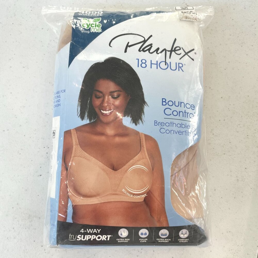 Playtex 18 Hour Bounce Control Bra 44DDD Beige‎ Breathable Convertible 4699 - Picture 6 of 7